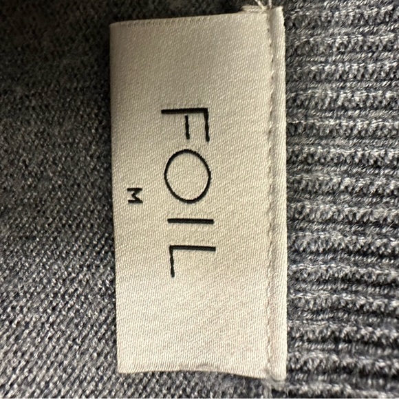 Foil merino wool blend sweater shirt Gray with blue and white stripes Medium - Picture 9 of 10